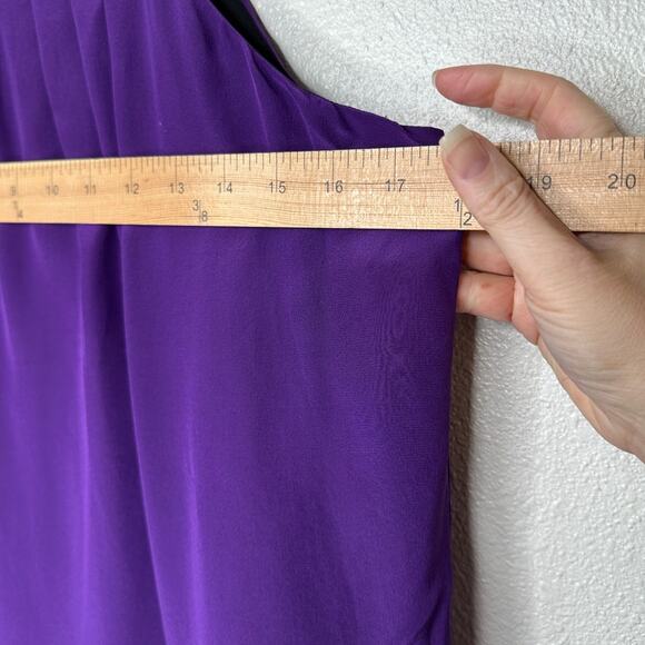 NWT Lavender Brown Purple Silk Front Pleat High Neck Keyhole Back Top L - Picture 9 of 10